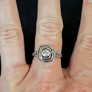 Square .925 sterling silver with CZ stone